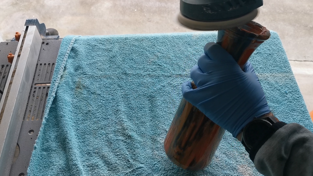 sanding resin drips off glass vase after pouring resin on glass