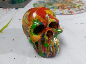 Epoxy Resin Skull with crayon