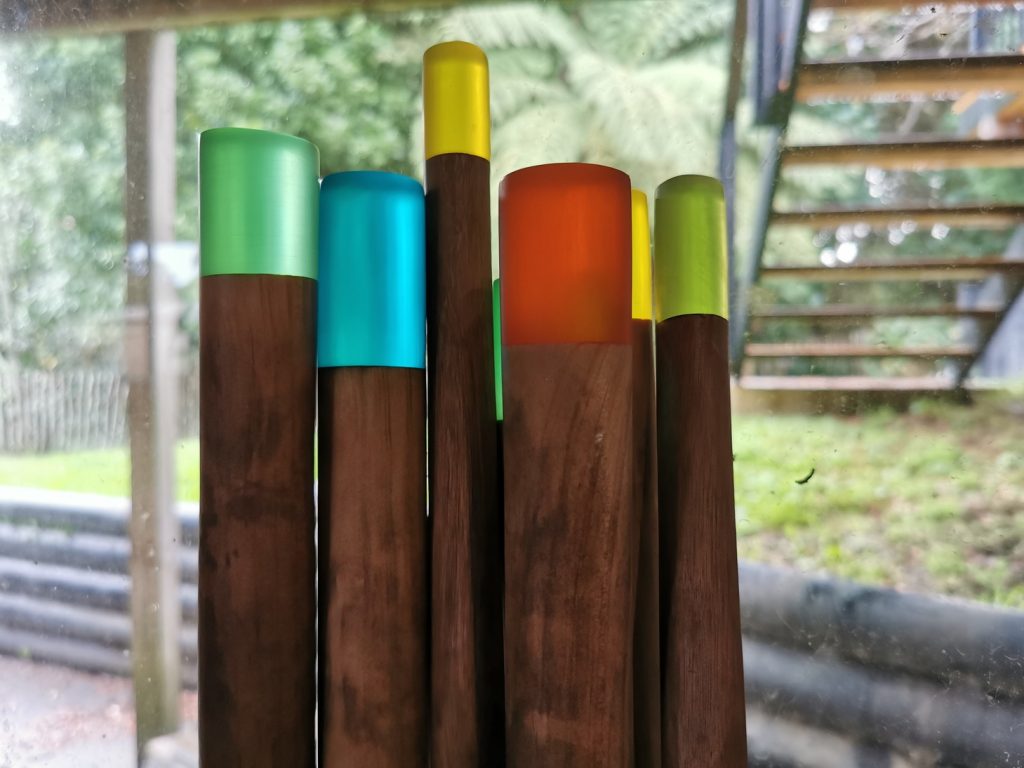 Finished wind chimes resin and wood